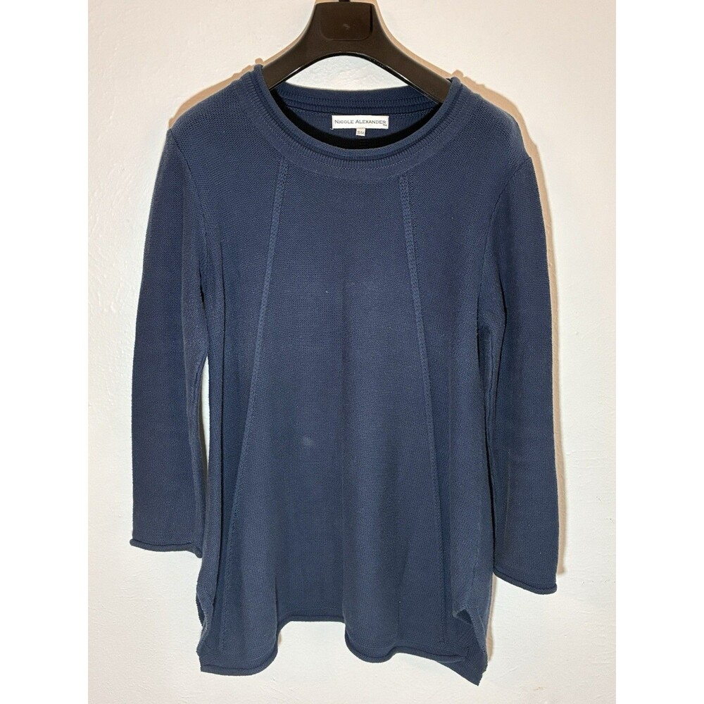 Nicole Alexander Sweater Womens S/M Blue Loose Knit Casual Round Neck C1